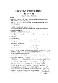 2022年上海市闵行区初三6月线下中考二模数学试卷（含答案）