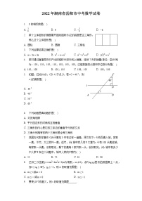 2022年湖南省岳阳市中考数学试卷（含答案解析）