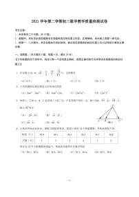 2022年上海市长宁区6月线下初三中考二模数学试卷（含答案）