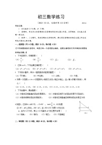 2022年上海市松江区6月线下中考二模数学试卷（含答案）