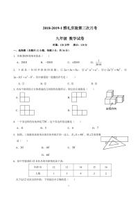 2018-2019-1雅礼实验九上第三次月考数学试卷(含答案）