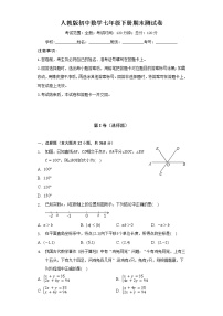 人教版初中数学七年级下册期末测试卷（难度较易）（含答案解析）