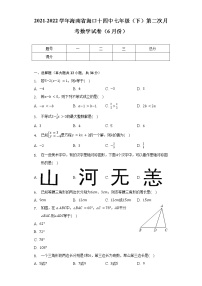 2021-2022学年海南省海口十四中七年级（下）第二次月考数学试卷（6月份）（含解析）