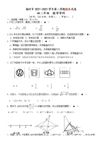 江苏省扬州市2021-2022学年八年级下学期期末考试数学试题（无答案）