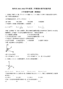 河北省沧州市2021-2022学年八年级下学期期末考试数学试题(word版含答案)