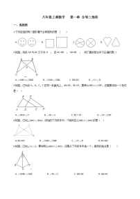 苏科版八年级上册第一章 全等三角形综合与测试同步测试题