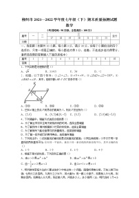 广西壮族自治区柳州市2021-2022学年七年级下学期期末数学试题（含答案）