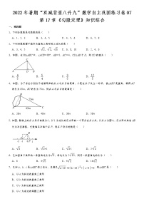 第17章《勾股定理》知识综合-2022年暑期“双减背景八升九”数学自主巩固练习卷  第7天（无答案）