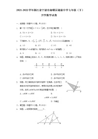 2021-2022学年浙江省宁波市海曙区储能中学七年级（下）开学数学试卷（含解析）