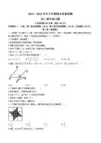 山东省泰安市高新区2021-2022学年七年级下学期期末数学试题(word版含答案)