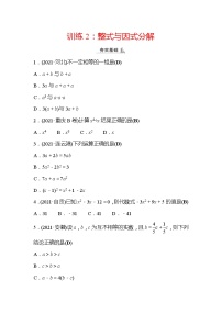 2022年浙江省中考数学复习训练2：整式与因式分解(含答案)