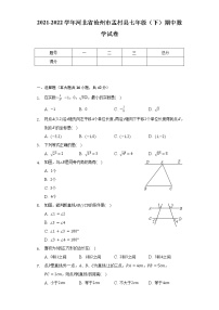 2021-2022学年河北省沧州市孟村县七年级（下）期中数学试卷（含解析）