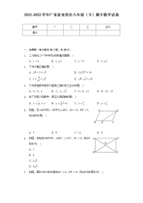 2021-2022学年广东省东莞市八年级（下）期中数学试卷（含解析）