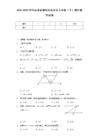 2021-2022学年山东省德州市经开区七年级（下）期中数学试卷（含解析）