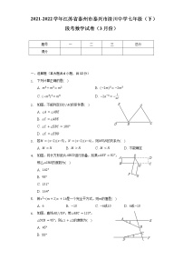 2021-2022学年江苏省泰州市泰兴市济川中学七年级（下）段考数学试卷（3月份）（含解析）