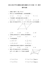 2021-2022学年安徽省合肥市巢湖七中八年级（下）期中数学试卷（含解析）