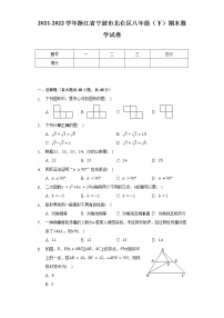 2021-2022学年浙江省宁波市北仑区八年级（下）期末数学试卷（含解析)