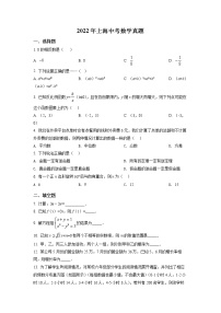 2022年上海市中考（初中毕业统一学业考试）数学真题试卷（含详解）