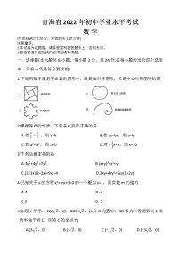 2022年青海省中考数学真题(word版含答案)