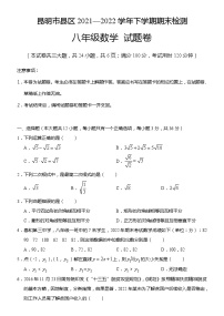 云南省昆明市县区2021—2022学年下学期期末检测八年级数学试题卷 (word版含答案)