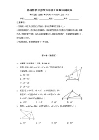 苏科版初中数学八年级上册期末测试卷（标准难度）（含答案解析）