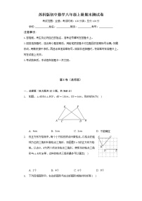 苏科版初中数学八年级上册期末测试卷（较易）（含答案解析）