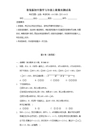 青岛版初中数学七年级上册期末测试卷（困难）（含答案解析）