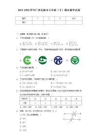 2021-2022学年广西北海市七年级（下）期末数学试卷（Word解析版）