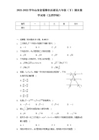 2021-2022学年山东省淄博市沂源县八年级（下）期末数学试卷（五四学制）（Word解析版）