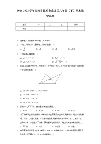 2021-2022学年云南省昆明市盘龙区八年级（下）期末数学试卷（Word解析版）