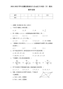 2021-2022学年安徽省淮南市八公山区八年级（下）期末数学试卷(Word解析版）