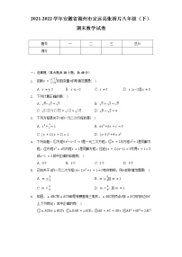 2021-2022学年安徽省滁州市定远县张桥片八年级（下）期末数学试卷（Word解析版）