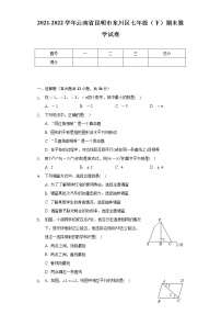 2021-2022学年云南省昆明市东川区七年级（下）期末数学试卷（Word解析版）