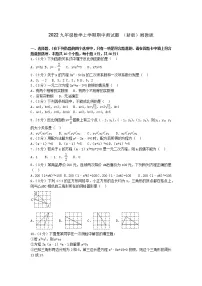 2022九年级数学上学期期中测试题新版湘教版