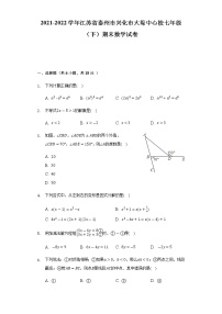 江苏省泰州市兴化市大垛中心校2021-2022学年七年级下学期期末数学试卷(word版含答案)