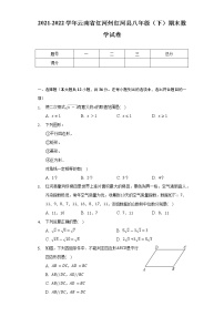 2021-2022学年云南省红河州红河县八年级（下）期末数学试卷（Word解析版）