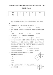 2021-2022学年安徽省滁州市定远县民族中学八年级（下）期末数学试卷（Word解析版）