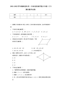 2021-2022学年湖南省长沙一中双语实验学校八年级（下）期末数学试卷（Word解析版）