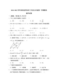 河南省开封市兰考县2022届九年级上学期期末考试数学试卷(含答案)