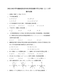 2022-2023学年湖南省长沙市长沙县怡雅中学九年级（上）入学数学试卷（Word解析版）