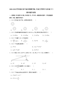 浙江省宁波市青藤书院、宁波大学附中2020-2021学年七年级（下）期中数学试卷(含答案)