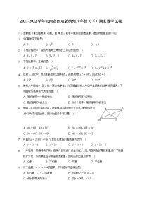 2021-2022学年云南省西双版纳州八年级（下）期末数学试卷（Word解析版）