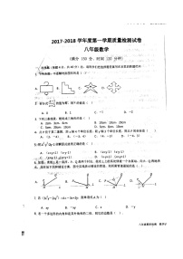 初中数学8上2017-2018学年安徽省毫州市利辛县八年级上学期期末考试数学试题（图片版）练习含答案