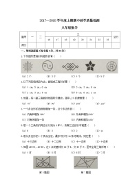 初中数学8上2017-2018学年河南省漯河市郾城区八年级上期中考试数学试题含答案练习含答案