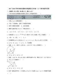 初中数学9上2017-2018学年河南省漯河市临颍县上期中考试数学试卷含答案含答案