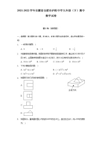 2021-2022学年安徽省合肥市庐阳中学九年级（下）期中数学试卷（含解析）