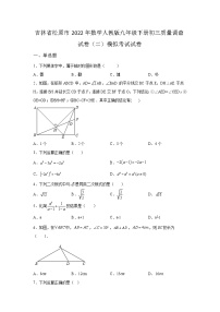 吉林省松原市2022年数学人教版九年级下册单元综合初三质量调查模拟试卷（二）及答案