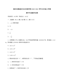 广东省惠州市惠城区光正实验学校2020-2021学年七年级上学期期中考试数学试卷