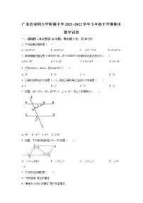 广东省深圳大学附属中学2021-2022学年七年级下学期期末考试数学试卷(含答案)