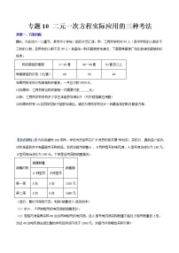 专题10 二元一次方程组实际应用的三种考法-【B卷常考】2022-2023学年八年级数学上册压轴题攻略（北师大版，成都专用）